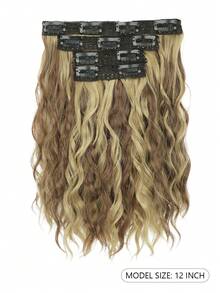 Clip-In Hair Extensions, 4pcs/Set 12-Inch Short Wavy Hair Pieces, Invisible Hair Fringe, Soft Synthetic Fiber Material, Suitable For Women's Daily Wear - Multicolor - View 2