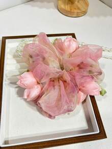 溫柔鬱金香大號髮圈髮帶 女用，髮髻與馬尾髮繩，新款大尺寸髮飾彈性橡皮筋 - 彩色 - 查看 10