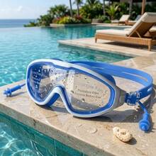 Anti-UV Anti-Fog Large Frame Swimming Goggles With Ear Plugs - Wide Vision Beach Swimming Protective Eyewear - Multicolor - View 9