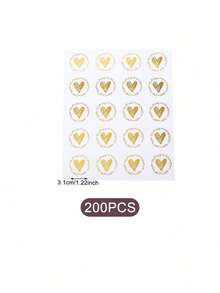 300/100/200入 透明金箔心形自黏禮品封口貼紙 - 金色 - 查看 8