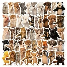 50pcs Cute Cartoon Cat & Dog Stickers, Funny Pose Expression Stickers, Graffiti Aesthetic Stickers, Vinyl Waterproof Stickers, Suitable For Planner, Computer, Scrapbook, Suitcase, Water Bottle, Phone - Multicolor C - View 1
