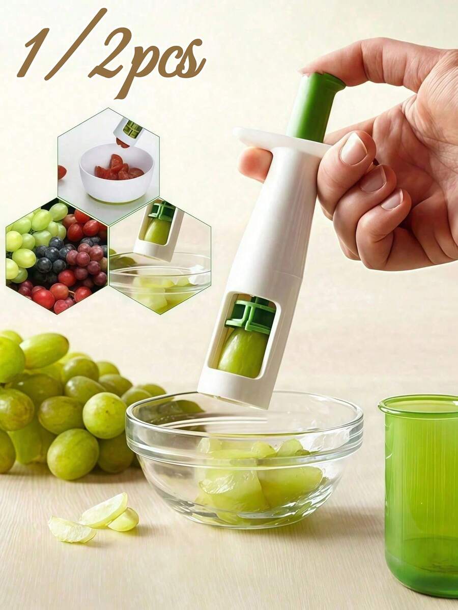 Creative Grape Slicer, Manual Grape Slicer - Creative Kitchen Fruit Cutting Tool, Plastic Handheld Fruit Cutter Without Electricity - Multicolor - View 1