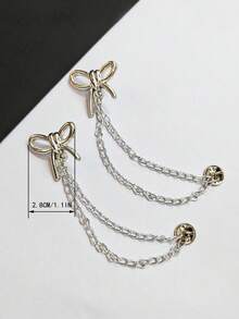 2pcs Bow Style Adjustable Pants Clips, Cuff Clips, Detachable Leg Clips Suitable For Pants And T-Shirts, With Chain Clips, No Hand Sewing Needed To Shorten Pants Legs, Fixing Clips, Multi-Functional Clips, Shirt Clips To Tighten T-Shirt Hem, Collar And Pants Legs, Fashion Accessories Suitable For Women - Bow Style - View 3