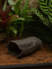 爬蟲類躲避穴/仿木躲避穴/壁虎遮蔽處/蜥蜴洞穴/爬蟲類棲息地/造景缸裝飾/天然木遮蔽處/水族造景/爬蟲類配件/活體缸裝飾 - 灰色 - 查看 2