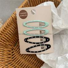 8/4pcs New Minimalist Oval Polka Dot Hair Clips, Basic Side Bangs Clips, Casual Solid Color Hair Accessories, Summer, Vacation, Travel Claw Clips - Multicolor - View 15