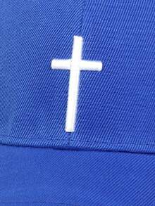 1pc Men's Cross Baseball Cap, Adjustable Sun Protection Casual Hat, Suitable For Spring And Autumn Travel, Beach, Party - Blue - View 5