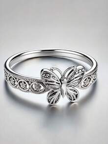 1 pezzo Anello elegante in zirconia cubica, adatto per le donne, ideale per matrimoni, fidanzamenti, feste di anniversario, regalo di San Valentino - 1# - Visualizzare 8