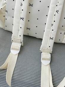 1pc Girls Bowknot Polka Dot Print Nylon Drawstring Closure Fashion Backpack Student School Bag Suitable For All Seasons Daily Use Without Pendant - A - View 7