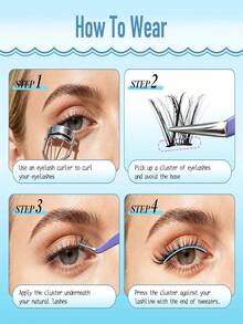 120 Clusters C Curl Fluffy Self-Adhesive Eyelash Clusters, Press-On Pre-Glued Eyelash Clusters, No Glue Needed, No Remover Needed, Easy To Apply, Time-Saving - C - View 6