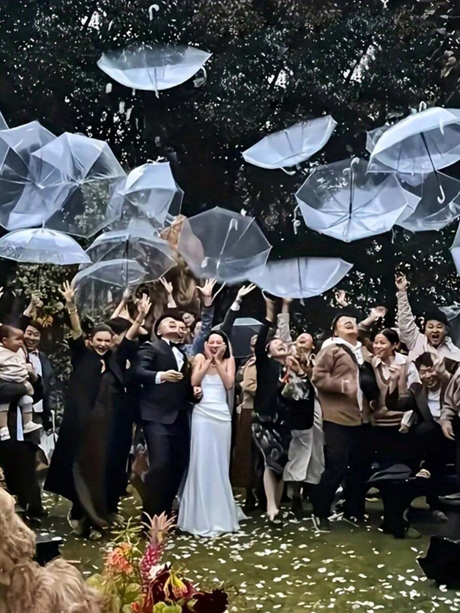 1/6 Pack Transparent Umbrellas, Sturdy Iron Frame And Shaft, 8-Rib Structure, Suitable For Weddings, Outdoor Events, Bachelor Parties, Bridal Photography, Etc. - Multicolor - View 1
