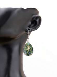 1 Pair Cartoon Fairy Tale Style Water Lily Frog Pattern With 316 Stainless Steel Teardrop Ear Hooks, Minimalist Style Suitable For Women's Daily Gift Wearing Jewelry Earrings, Elegant Minimalist Style Women's Suitable For Daily Vacation Wearing Jewelry Earrings - Olive Green - View 5