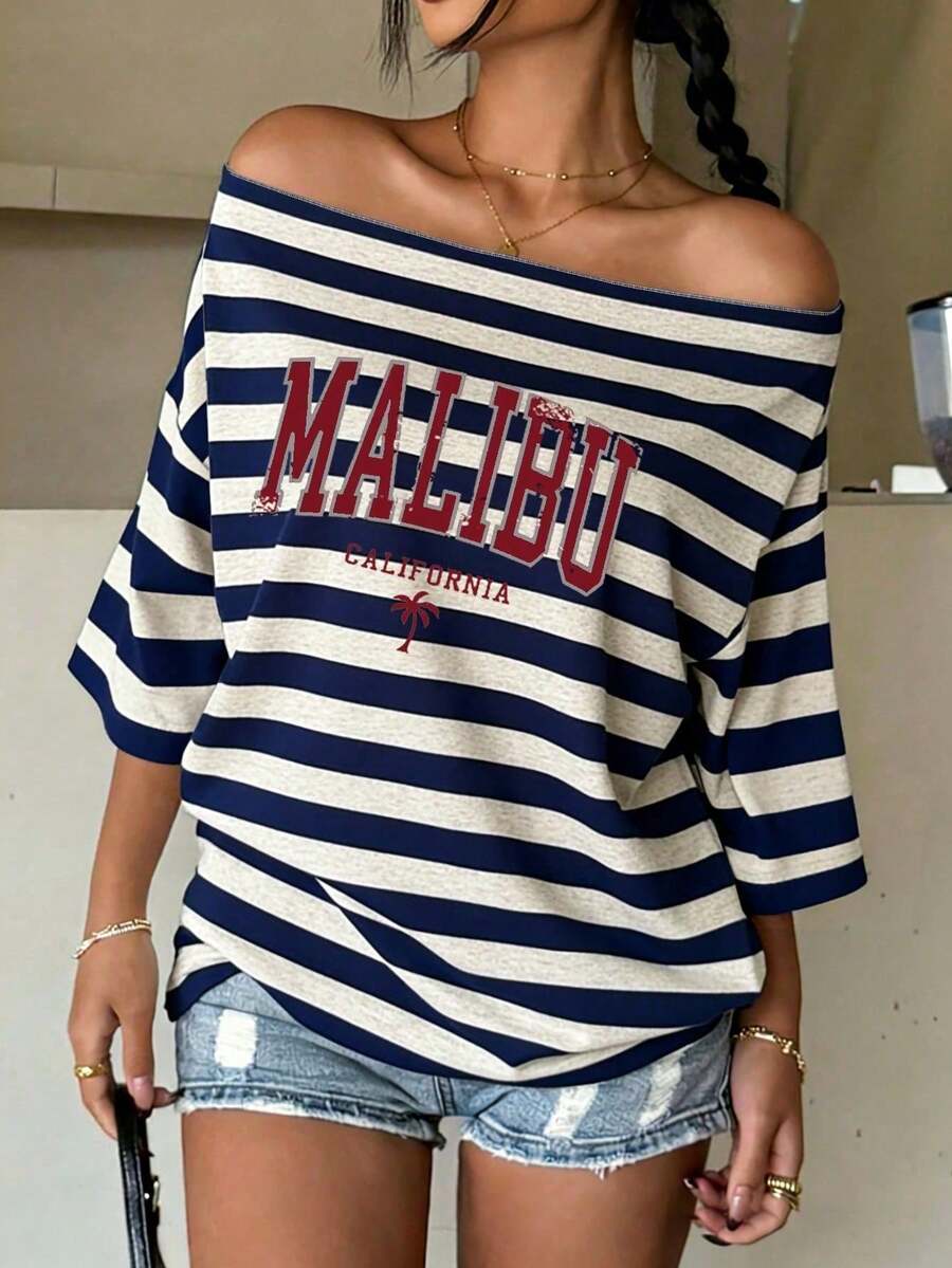 Women's Casual Printed T-Shirt, Short Sleeve And Round Neck, Local Urban Fashion Spring/Summer. Women's Blouses, Women's T-Shirts. 180g (S-XXXL) - 黑色 3 - 查看 1