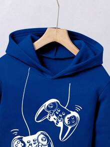 Toddler Letter Pattern Warm Hoodie And Sweatpants - Blue - View 4