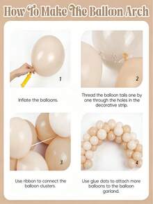 Juego de arco de globos de color neutro y guirnalda de globos de color neutro, que incluye globos de color nude, arena, blanco y dorado metálico, adecuado para decoraciones de boda, cumpleaños y baby shower - Multicolor - Ver 7