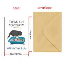 1 thiệp kèm phong bì, thiệp chúc mừng Ngày của Cha hài hước "Người nuôi mèo, cảm ơn vì đã chịu đựng tôi" - Thiệp chúc phúc sáng tạo - Mảnh duy nhất - Xem 3