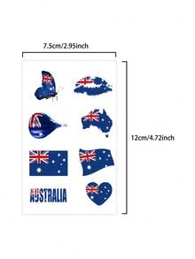3Pcs Flag Tattoo Temporary Tattoo Australia Football Waterproof Sweatproof Disposable For Women And Mem Face Arm Waist Chest Leg Abdomen Neck Hand Finger Back - CQ - View 4