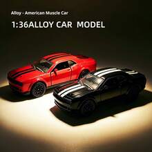 Coche Musculoso Hellcat de Alta , Modelo de Coche de Aleación Americana 1:36, Body de Aleación | Puertas Abribles | Impulsado por Inercia, Diseño de Coche Deportivo, Detalles Realistas, Duradero y Resistente a Golpes, Adorno de Escritorio/Coche, Colección de Modelos de Coches, Regalo de Cumpleaños, Juego para Niños/Niñas - Multicolor - Ver 2