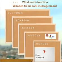 1 Piece Practical Style Bulletin Board, Different Sizes Available Cork Board With Smooth Wooden Frame, Suitable For Classroom, Studio & Shared Space, Pin Board, Memo Display Board, Wall Notice Board, Decorative Organizer - Brown - View 4
