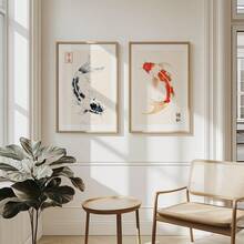 2pcs/Set Unframed Canvas Wall Arts Posters,Japandi Wabi Sabi Koi Fish Abstract Canvas Prints Poster,Japanese Minimalism Zen Art Prints,For Living Room,Bedroom Decor,Ideal Wall Art Home Decor Poster - A - View 4