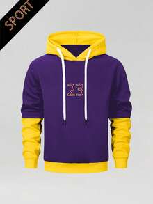 Men's Autumn Outdoor Fitness Hooded Sweatshirt, Simple Fashion Casual Sports Pullover - Purple - View 3