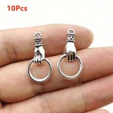 10pcs Alloy Handmade Jewelry Connectors - Ring Style Pendants, Suitable For DIY Bracelets, Earrings, Necklaces - Craft Jewelry Making Accessories, Non-Powder Alloy Jewelry, Suitable For Handmade Creations - Bead - View 7