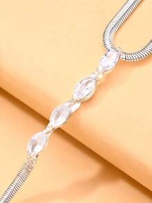 outingfit 1pc European And American Style New Minimalist U-Shaped Rhinestone Choker Necklace, Fashionable Personalized Premium Feel Choker For Women - Geometry - View 5