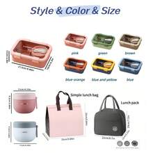1pc Lunch Box, Divided Food Storage Container Set, Microwave Bento Box, Insulated Lunch Bag, Snacks, Lunch, Portable Travel Set - Multicolor - View 9