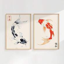 2pcs/Set Unframed Canvas Wall Arts Posters,Japandi Wabi Sabi Koi Fish Abstract Canvas Prints Poster,Japanese Minimalism Zen Art Prints,For Living Room,Bedroom Decor,Ideal Wall Art Home Decor Poster - A - View 10