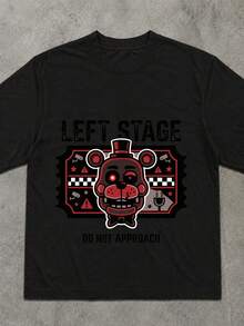 Camiseta infantil con estampado de oso de 's para niños y niñas, estilo casual, ideal para el día a día y para fans de los videojuegos de terror. - Negro - Ver 2