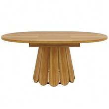 Extendable Dining Table, Kitchen Table, Balcony Table, Wooden Dining Table, Round Table That Extends To Oval, 118-158 Cm, Seats Up To 6, Wood Color - 棕色 - 查看 7