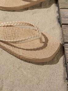 Women's Spring/Summer Soft Comfortable Open Toe Thong Flip Flops For Outdoor, Vacation, Beach, Bathroom - Khaki - View 7