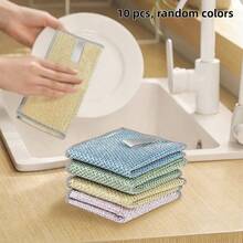 Nouveau chiffon à vaisselle double couche en coque de noix de coco, anti-adhésif, sans peluches, éponge à récurer pour la maison, essentiel de cuisine - Multicolore - Voir 16