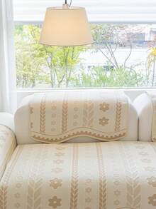 1件冰絲提花涼感沙發坐墊套，清新花卉與麥穗圖案，現代極簡奶油風，防滑耐磨，可機洗，透氣耐褪色，防變形，四季通用沙發套，防刮寵物友善，防污，沙發翻新保護裝飾，提升氛圍，適用1-4人座L型沙發，書房、臥室、客廳、戶外通用 - 卡其色 - 查看 7