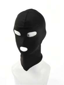 1 pièce Masque facial complet noir - Cagoule à couverture complète, avec boucle réglable, design de masque, avec ouvertures pour les yeux et la bouche - Pour masque facial complet de cosplay, ajustement confortable, fournitures pour fête d'Halloween - A - Voir 5