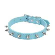 Collar de cuero para mascotas con remaches, collar con diseño de manchas para gatos y perros, correa colorida para perros pequeños y medianos. - Blanco - Ver 10