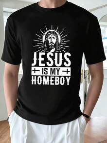 Men's Christian Graphic T-Shirt, Casual Style, Quality Fabric, Comfortable Fit, Hip Hop Street Style, Art Print - Preto - Ver 2