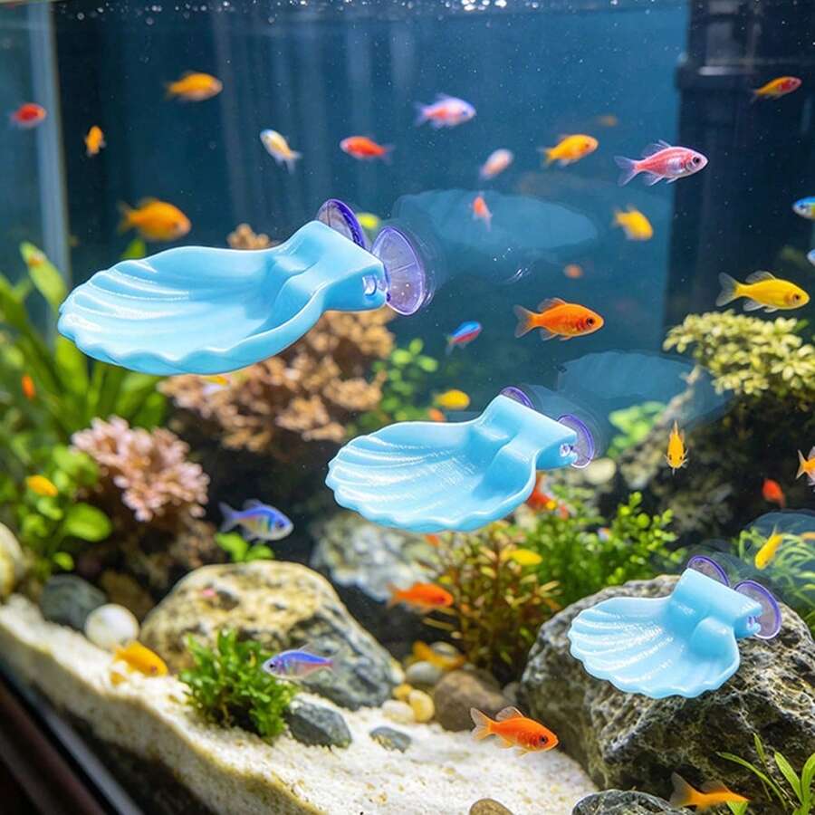 1件裝逼真貝殼造型魚床裝飾，吸盤安裝水族裝飾，適合鬥魚和小魚，產卵與休息遮蔽處，水下棲息地配件水族配件，蜥蜴與爬蟲類休息平台