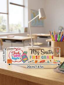 1pc Personalized Teacher Acrylic Desk Name Plate, Customized Teacher 1st Grade Classroom Decor, Teacher Appreciation Gift, School Office Sign, Teacher Desk Sign, Classroom Decor, Desk Sign, Teacher's Day Gift, Back To School Gift - Multicolor - View 6