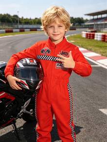 Pantalones de estilo retro de carreras para niños pequeños, unisex para primavera y otoño - Rojo - Ver 5