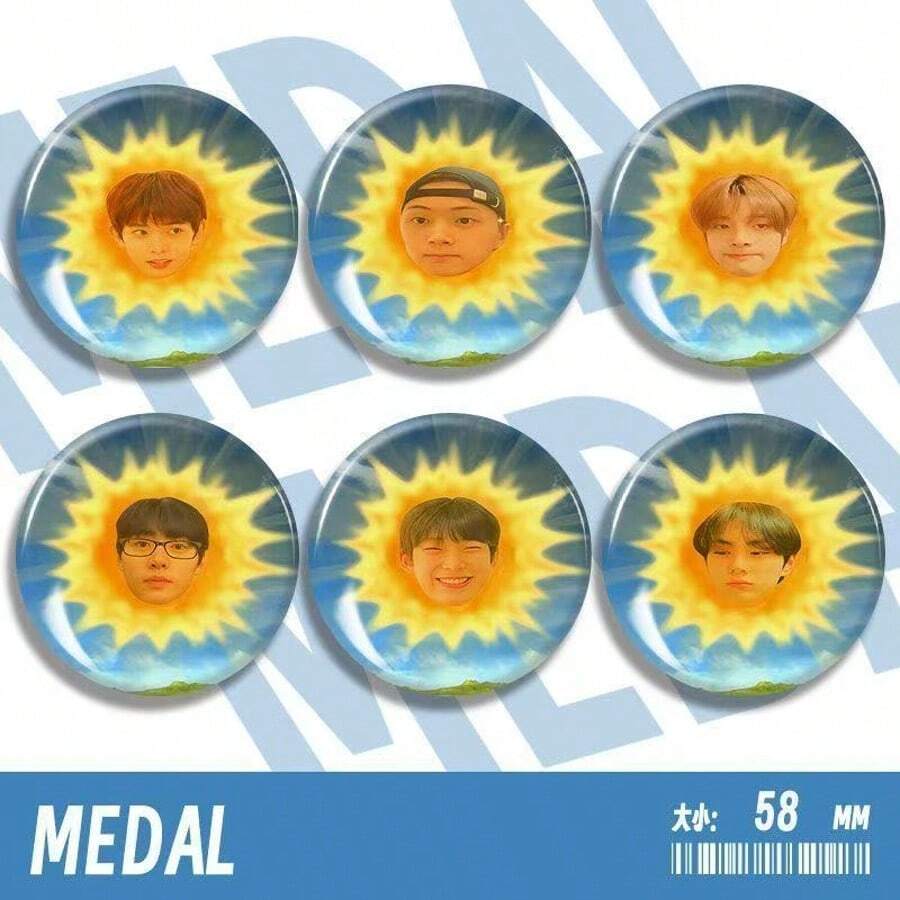 ENH/YPEN Funny Sun Badge Korean Entertainment Merchandise Creative Blue Sky Sun Star Tin Badge Versatile Brooch School Uniform Hoodie Accessory Backpack Pin Concert Support Accessory Fan Merchandise Hand-Drawn Badge Best Friend Gift - Multicolor - View 1