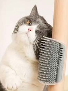 1pc Pet Corner Grooming Brush, Pet Grooming Brush, Self-Care Corner Brush, Indoor Pet Massage Tool, Ergonomic Pet Comb, Space-Saving Pet Grooming Tool, Suitable For Dehairing And Grooming - Multicolor - View 5