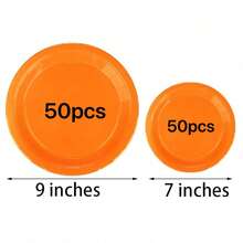 100/50/20/10pcs Orange Round Dessert Cake Plates, Includes 7 Inch And 9 Inch, Bulk Party Supplies, Orange Sturdy Party Plates Suitable For Birthday, Wedding, Baby Shower, Gender Reveal Party, Etc. - Orange - View 16
