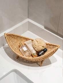 1pc Bathroom/Toilet Storage Basket, Faux Rattan Fruit Basket, Decorative Ornament, Suitable For Living Room, Bedroom, Creative Desktop Storage Basket, Storage, Dorm Storage Essential, Wedding Storage - Multicolor - View 5