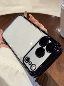 奢華亮片電鍍 PC 透明手機殼，適用於 iPhone 17 ProMax 16 15 14 13 12 11 Pro Max，防震硬殼背蓋 - 黑色 - 查看 4