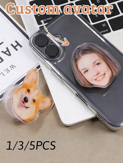 1/3/5pcs Personalized Custom Phone Airbag Stand, Personalized Acrylic Stand, Custom Face Stand, Custom Pet Stand, Personalized Phone Accessories, Custom Photo Stand, Fashion, Colorful, Cute Phone Charm, Fashion, Colorful, Vintage, Cute, Compact, Fun, Kawaii Custom, Personalized, Unique, Custom Ideal Gift For Him, Ideal Gift For Her, Boyfriend, Girlfriend, Family