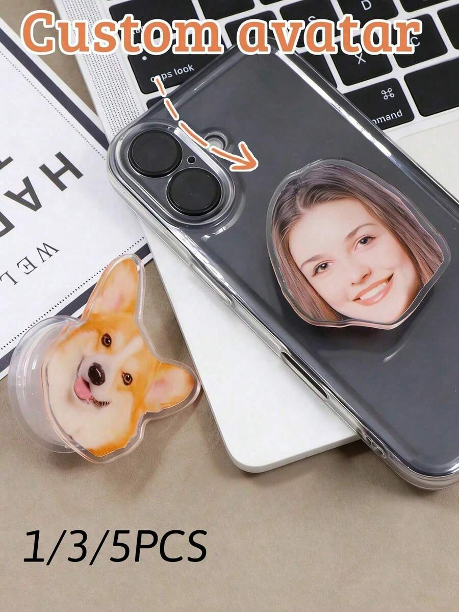1/3/5PCS Personalized Customized Mobile Phone Airbag Holder, Personalized Acrylic Holder,Customized Face Holder, Customized Pet Holder, Personalized Mobile Phone Accessories, Customized Photo Holder, Fashionable, Colorful, Cute Phone Charm Stylish,Colorful,Vintage,Cute,Contracted,Funny,Kawaii Custom,Personalized,Unique,Customized Ideal Gifts For Him,Ideal Gifts For Her Boyfriend,Girlfriend,Family - Multicolor - View 1