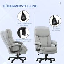 Large High Office Chair, 200 Kg Weight Capacity, Sturdy Construction, Soft Upholstery, Light Grey - Light Grey - View 5