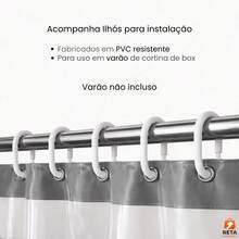 Cortina Box Banheiro PVC Impermeável Com Visor - Cinza - Visão 4
