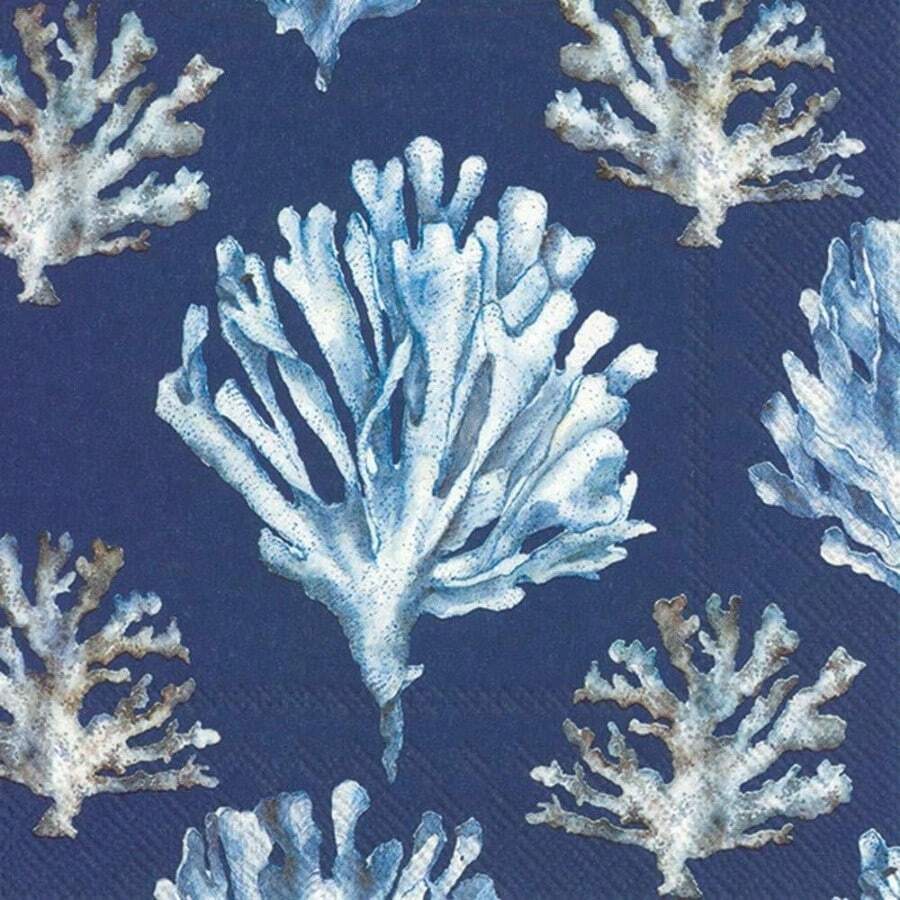 IHR Servilletas de papel para bebidas de cctel de 3 capas, 20 unidades, 5x 5 pulgadas, azul coral - Azul coral - Ver 1