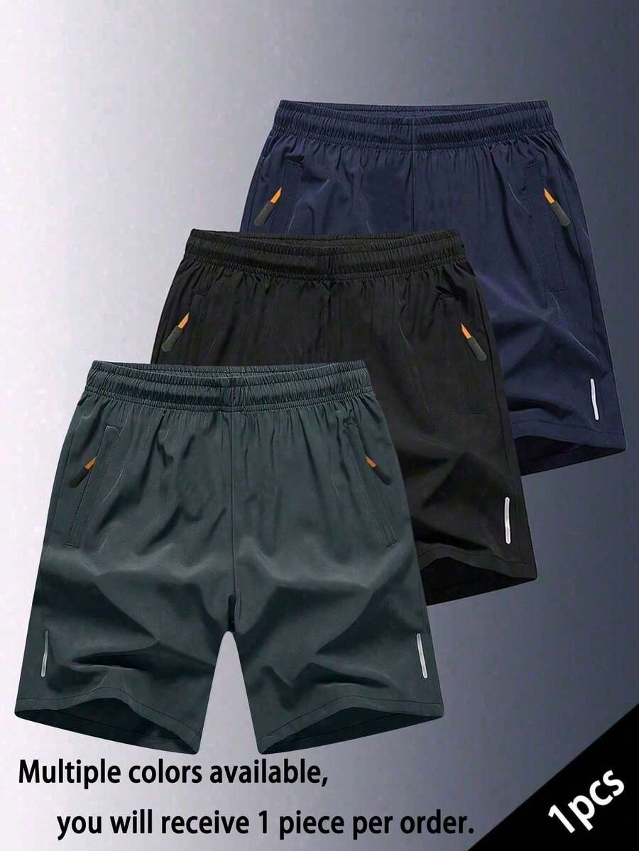 1 pièce Short de sport décontracté pour garçons, couleur unie, mode et polyvalent pour l'extérieur, l'été - Gris foncé - Voir 1